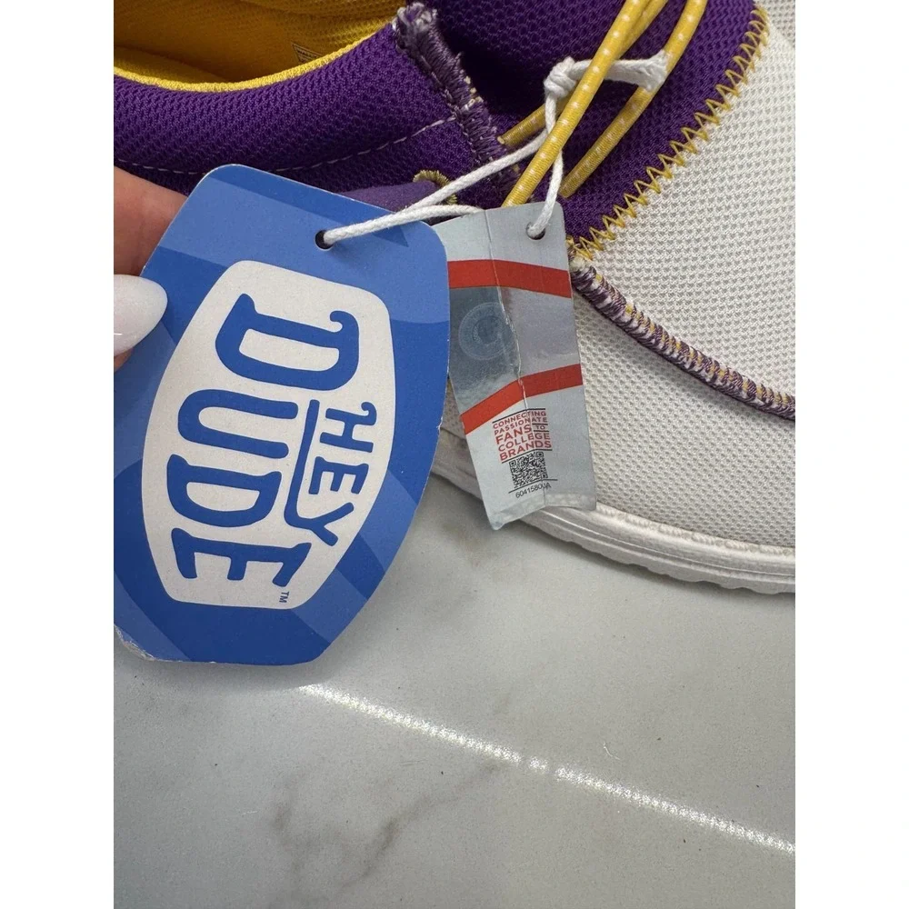 Hey Dude Wally Tri LSU Tigers Shoes Mens Size 13 Purple Gold Slip On Sneakers